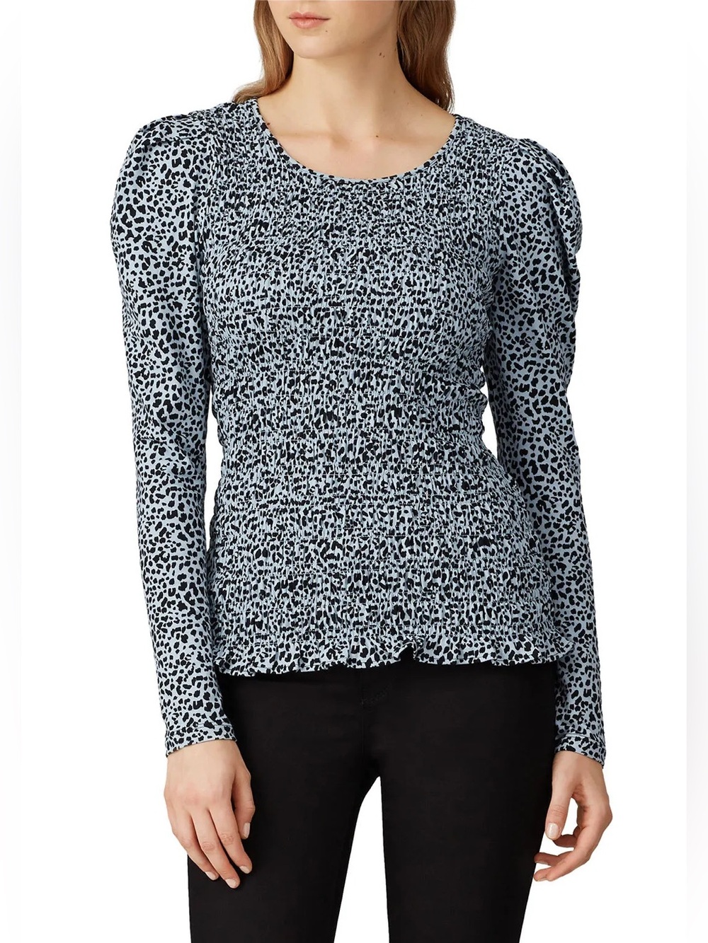 Parker Danna Smocked Top Arctic Spot Leopard Medium Animal Print Puff Sleeve